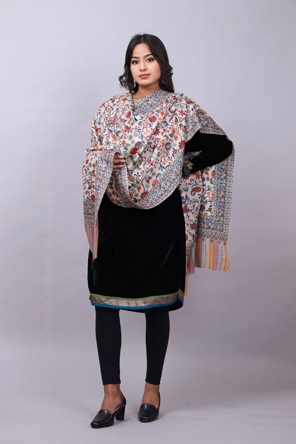 Paisley Border Kalamkari Embroidery Shawl â The Shawl Studio