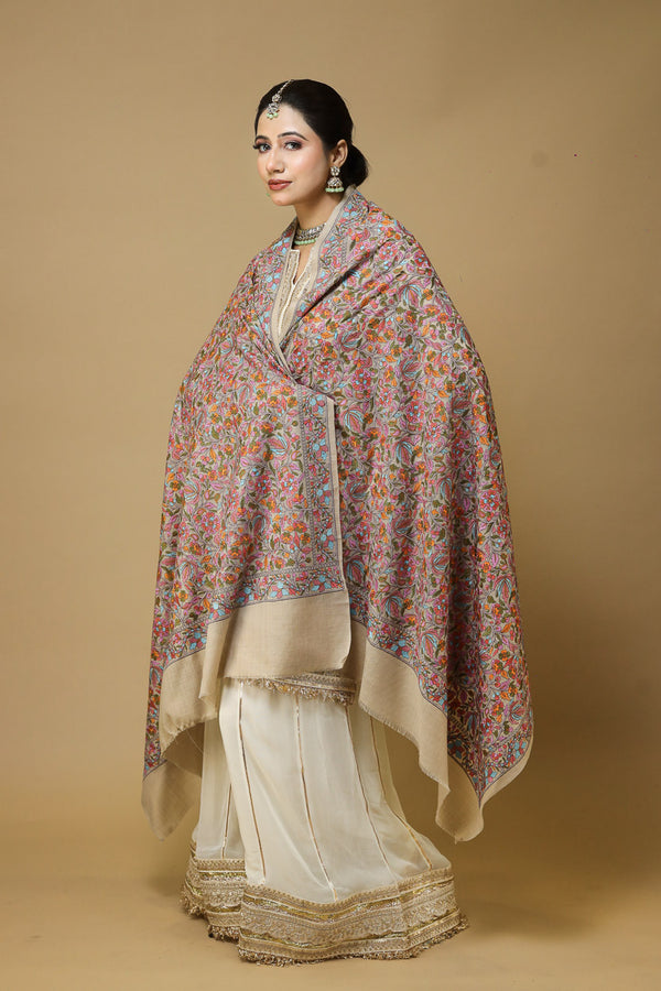 Multicoloured Flower Embroidery Shawl