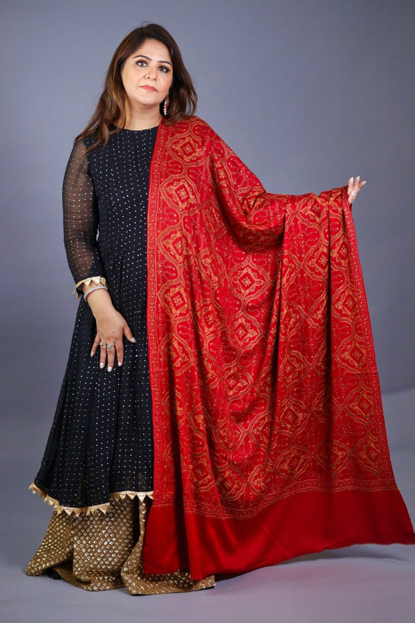 Pure Wool Hand Embroidered Jaal Shawl