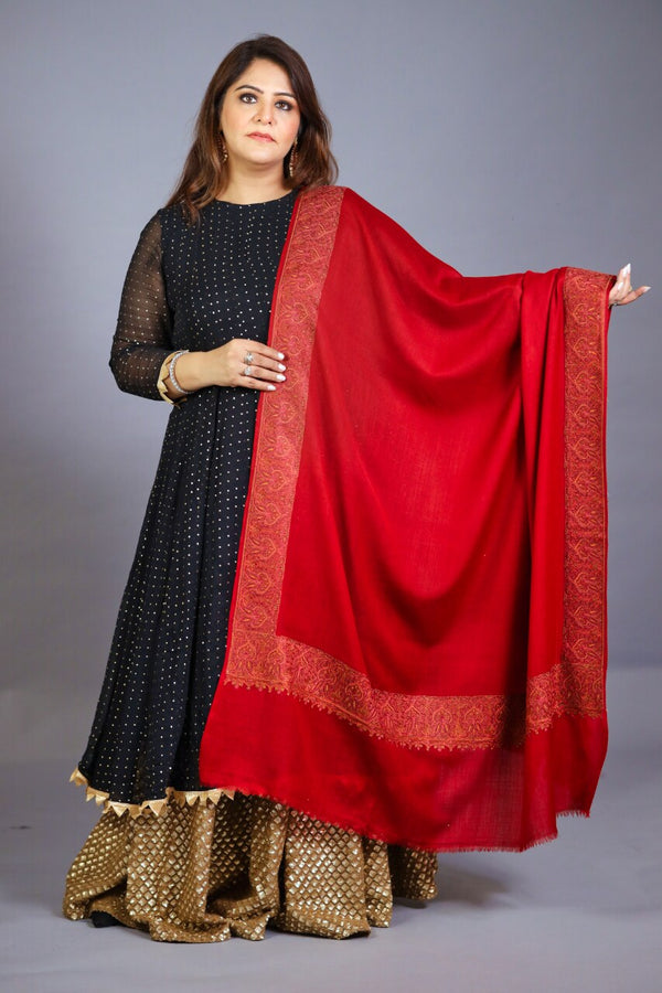 Neem Daur Embroidery Shawl Maroon