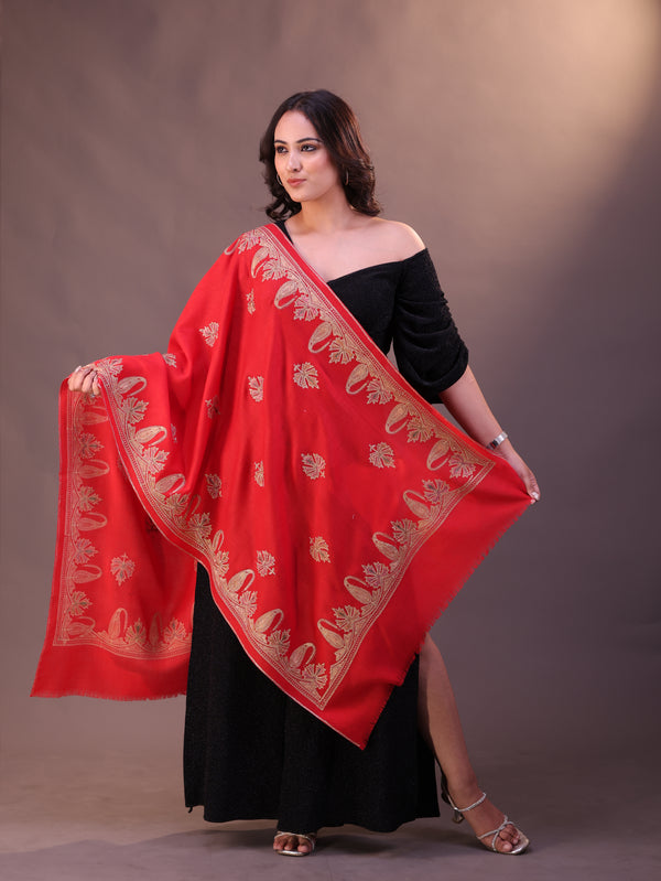 Paisley Border Silk Embroidery Stole