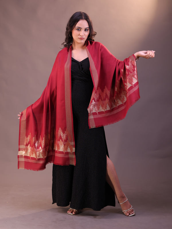 Zigzag Embroidered Palla Stole