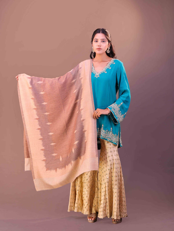 Fine Wool Ikat Border Stole