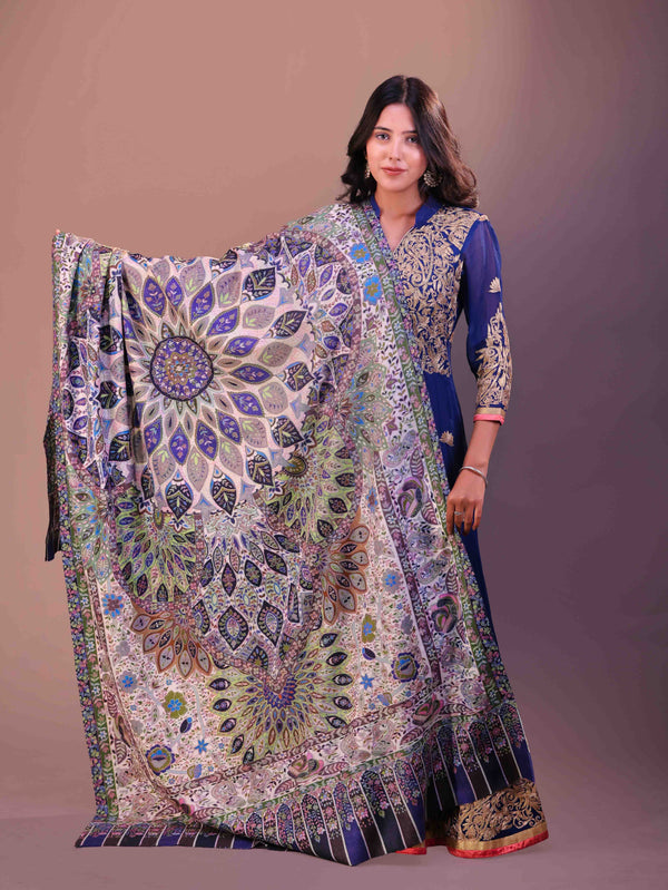 Pure Wool Hand Embroidered Kalamkari Shawl