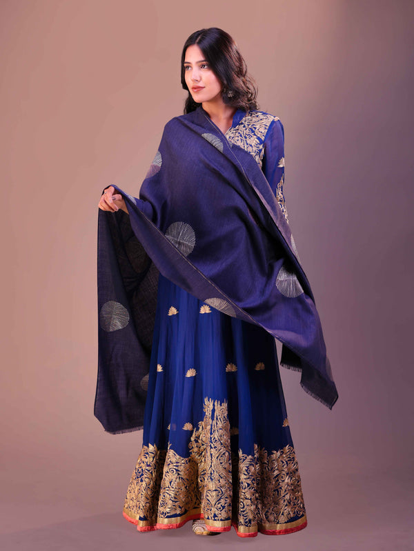 Fine Wool Circle Embroidery Stole