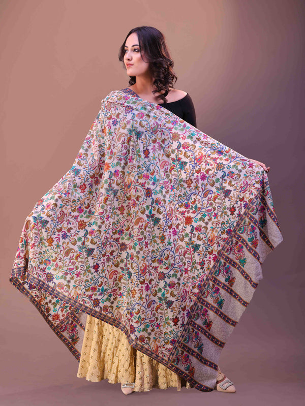 Flower Kalamkari Embroidery Shawl