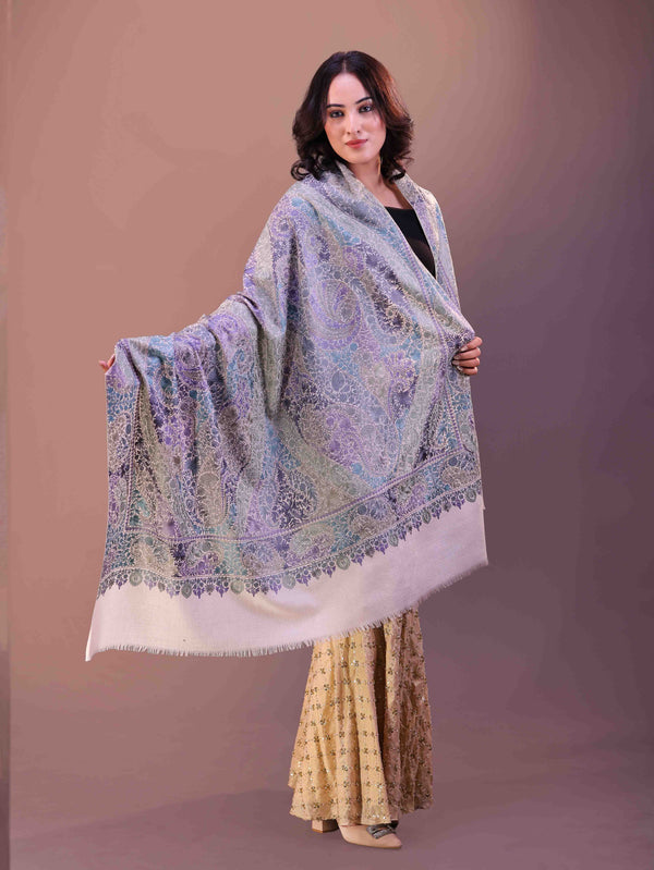 Fine Wool Full Jaal Aari Embroidery Shawl