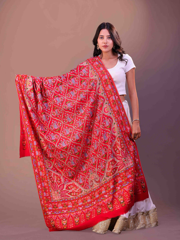 Fine Wool Waves Kashmiri Embroidery Shawl