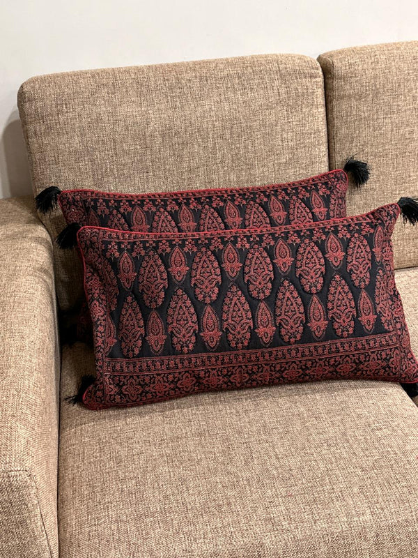 Paisley Palla Kani Cushion Cover Black