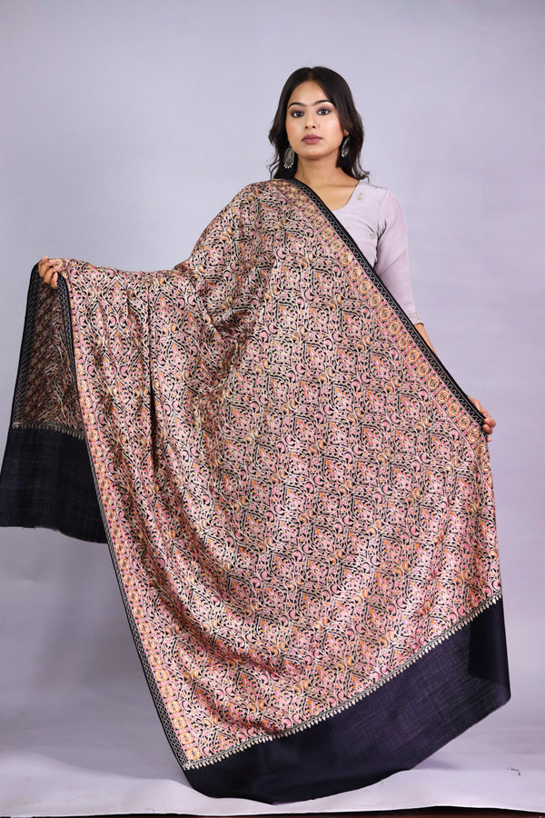 Pure Wool Silky Aari Embroidery Shawl For Women