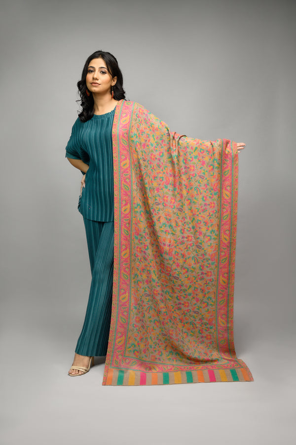 Fine Wool Kani Stole Multicoloured