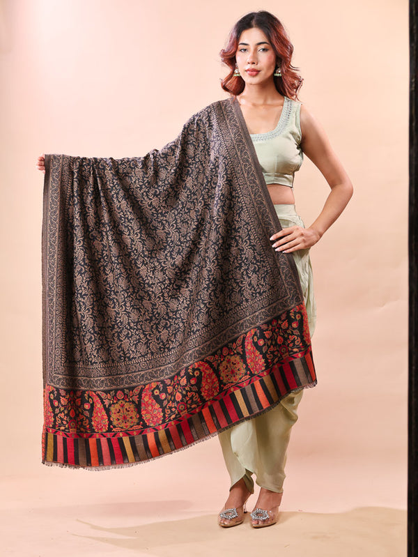 Paisley Palla Self Shawl Black