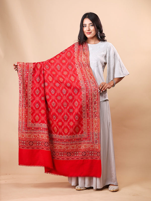 Cross Block Kani Shawl Maroon