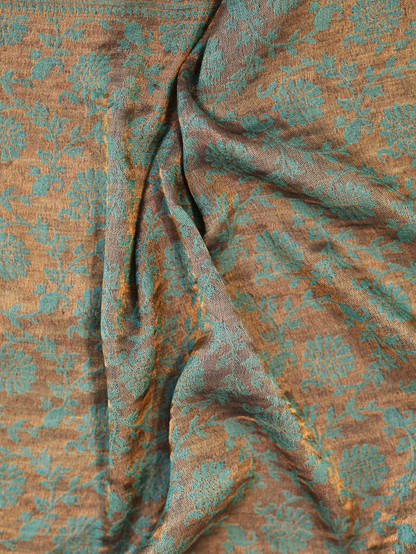 Zari Flower Reversible Kani Stole Green