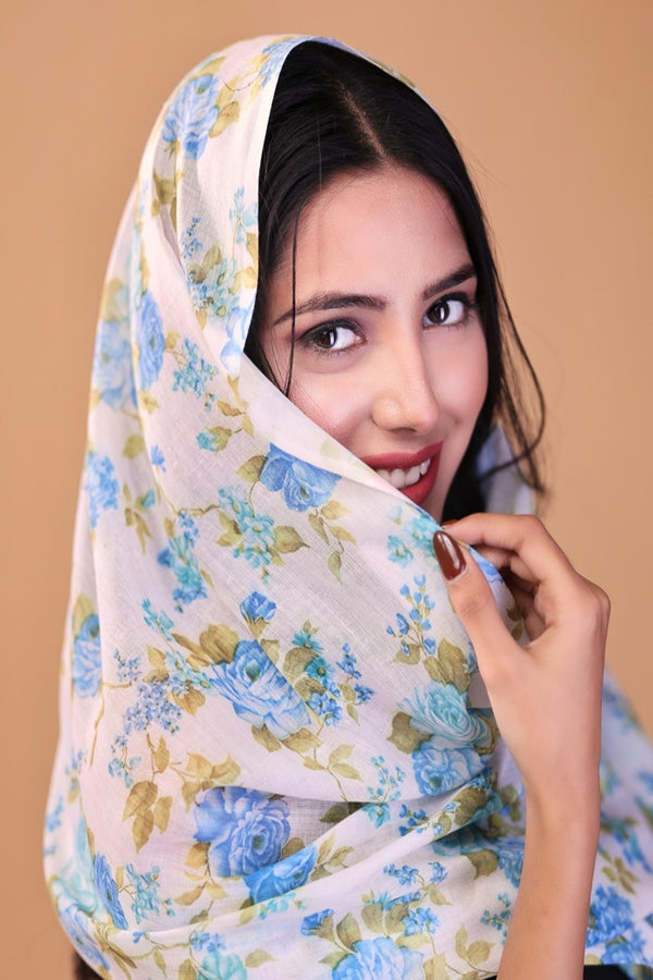 Leaf Flower Cotton Printed Stole