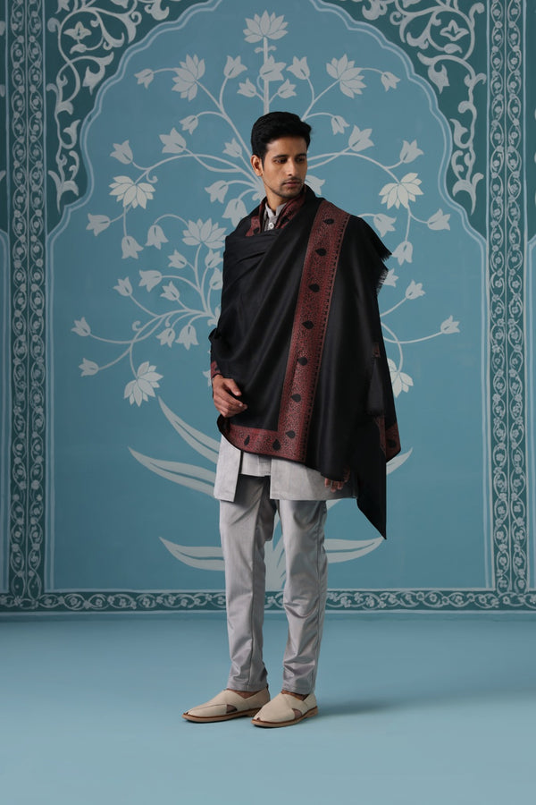 Leaf Border Kani Shawl For Men