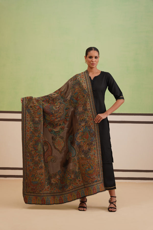 Dancing Ladies Zari Kani Shawl