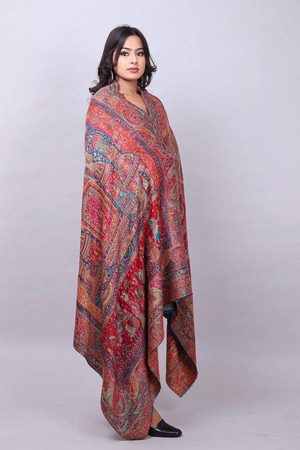 Wedding Procession Kalamkari Shawl With Zari