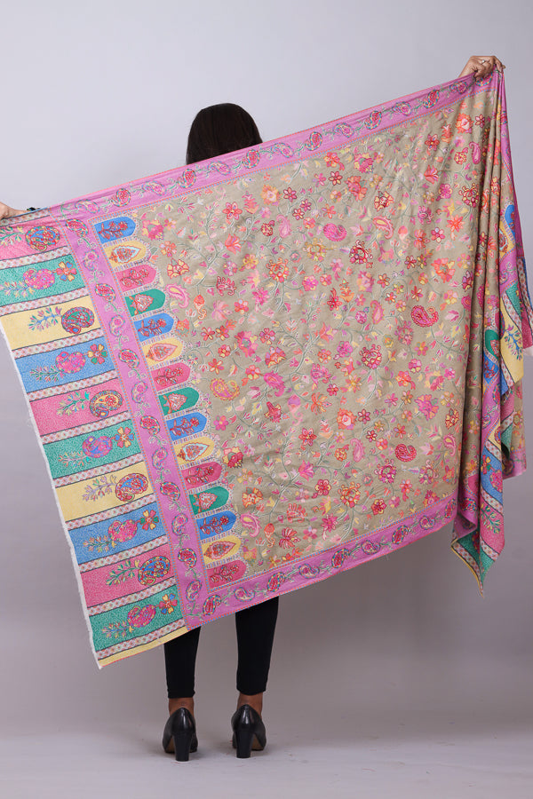 Flower Palla Kalamkari Embroidery Shawl