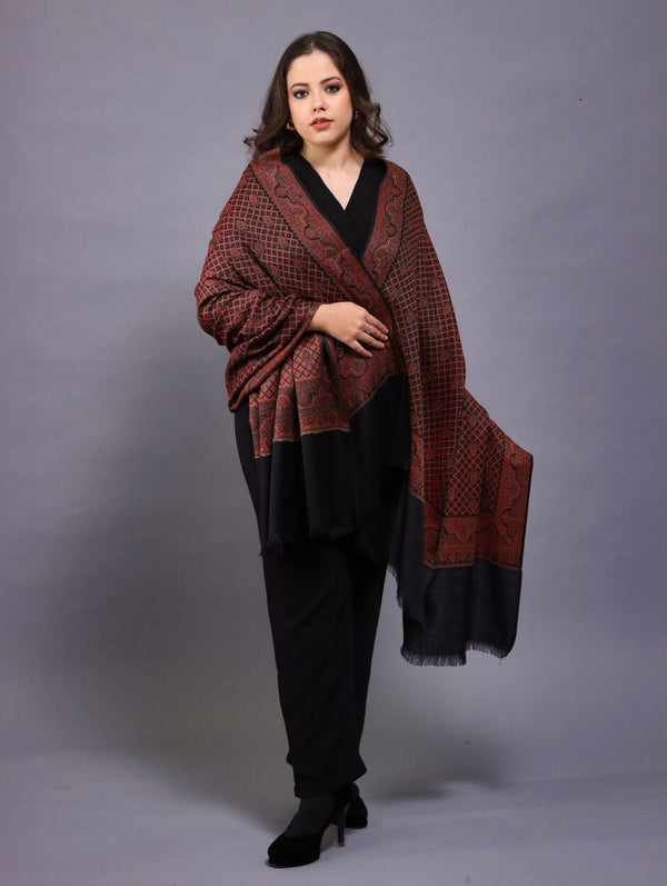 Block Paisley Reversible Jaal Shawl