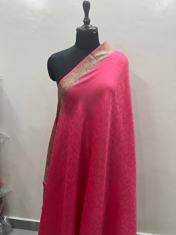 Pink Border Kani Look Shawl